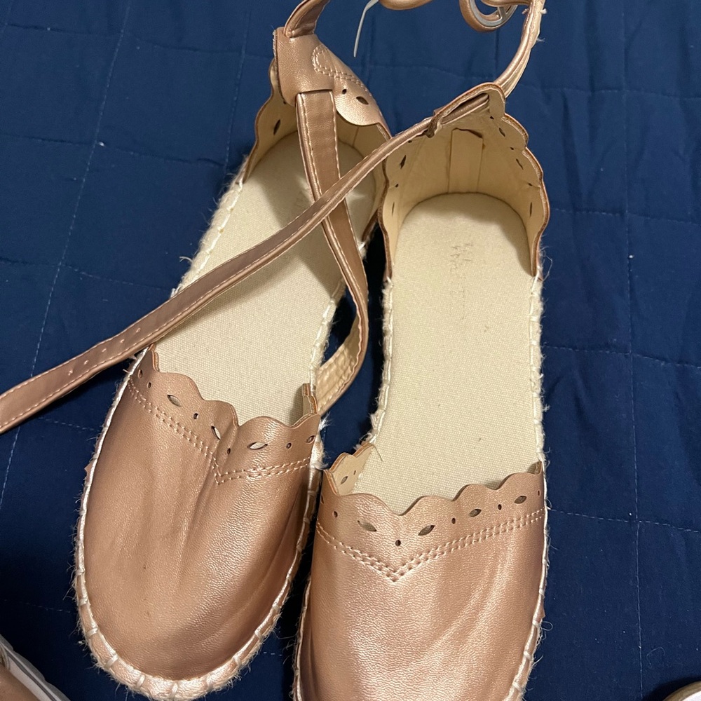Kids Tan Espadrilles with Ankle Strap